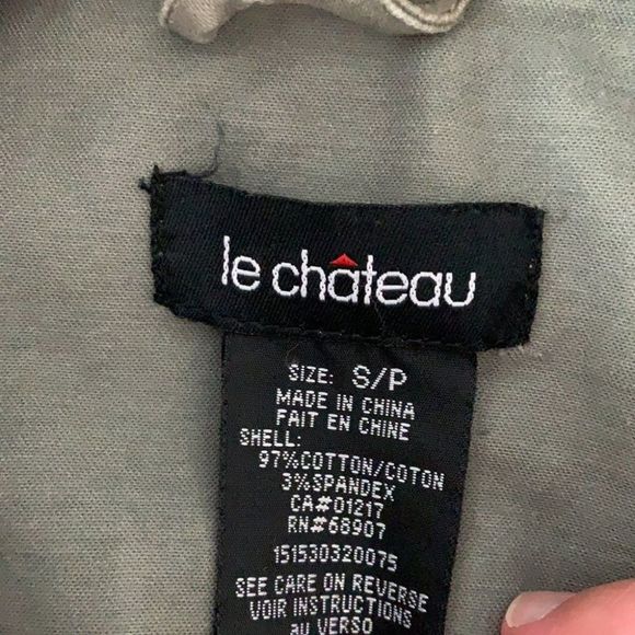 🌈 3$/20 90s Le Chateau fitted army green military style button down shirt coat - Picture 5 of 6